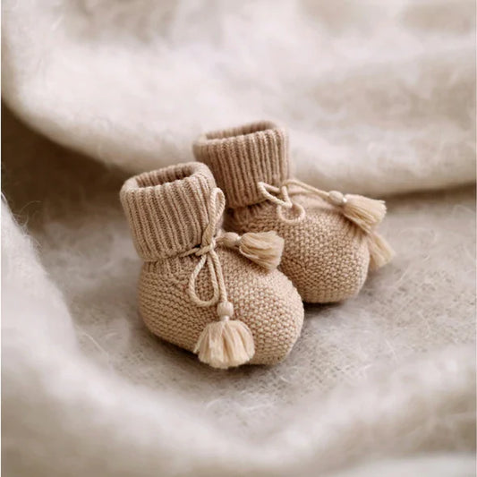 Chaussons BEIGE + pochon brodé